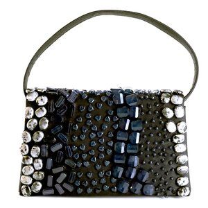 NEW Vintage Black Bead Embellished Small Handbag /Shoulder Bag for Prom, Party